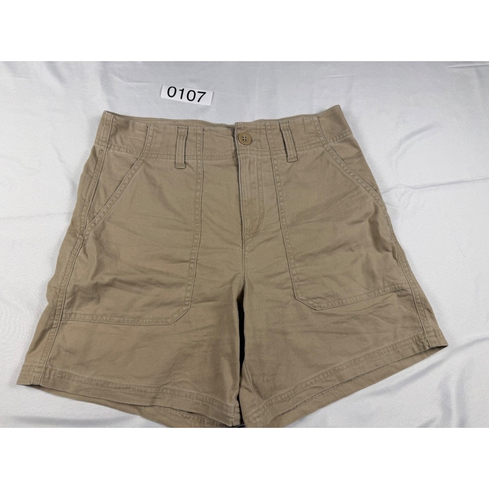 Eddie Bauer Womens Khaki Tan Canvas Utility Shorts Size 2 Garment Dyed Hiking